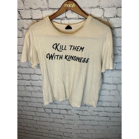SALE!! Kill Them With Kindness cream tee women's size Small Blank Paige brand - Picture 1 of 3